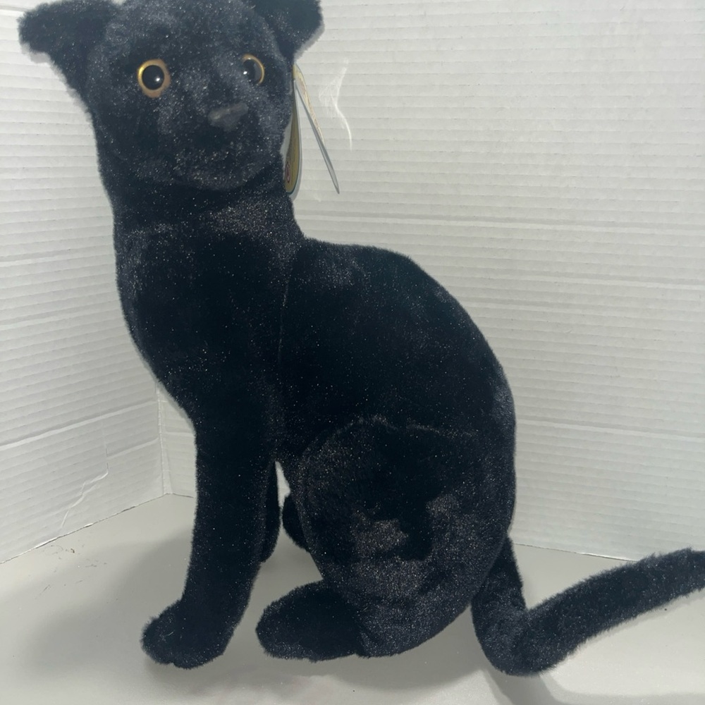 Boone Black Cat 14" Realistic Plush  Tiger Tale Toys Viahart Stuffed Animal Toy